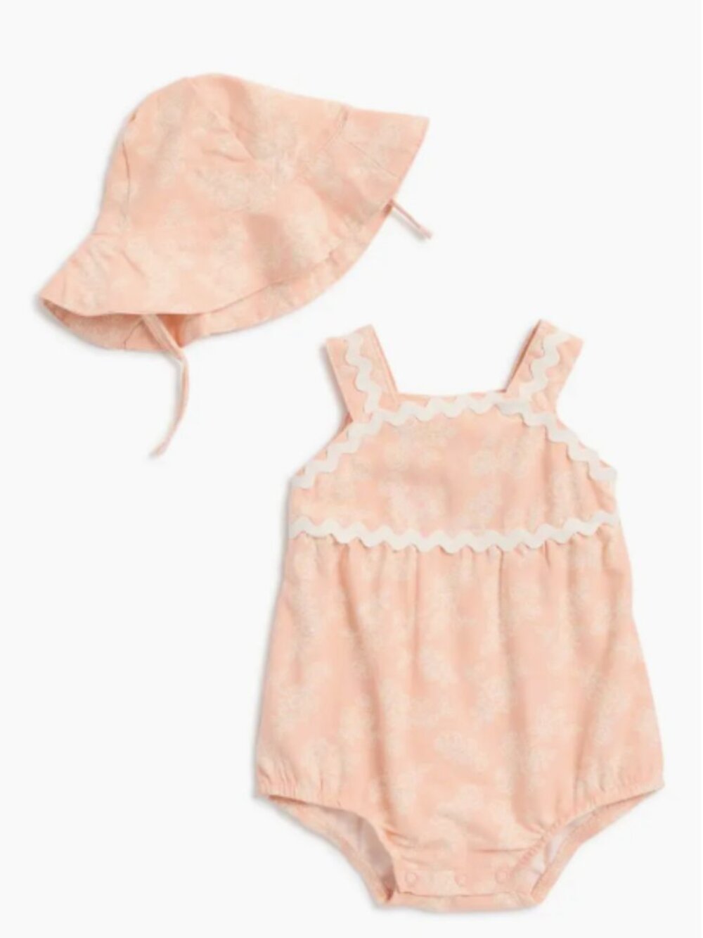 NWT Nicole Miller Ric Rac Bubble Romper & Sunhat Set 24M Peach